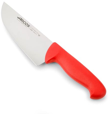 Arcos Serie 2900 - Cuchillo Carnicero Ancho - Hoja de Acero Inoxidable Nitrum de 170 mm - Mango inyectado en Polipropileno Color Rojo