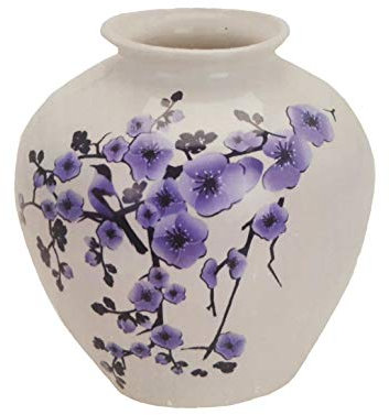 KOOPMAN Vaso in Porcellana Vintage h25cm | Vaso da Fiori Moderno in Ceramica Dipinto a Mano | Portafiori Artigianale Fiori ciliegio