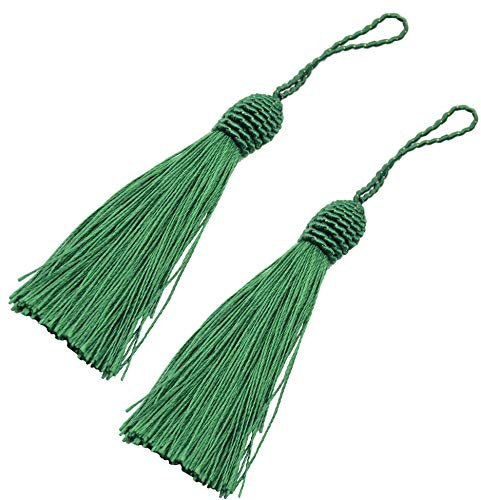 20pcs 6 Zoll Silky Floss Lesezeichen Quasten mit 2 Zoll Kabel Schleife und Kleinen Chinesischen Knoten für Schmuckherstellung, Souvenir, Lesezeichen, DIY Handwerk Zubehör (Dunkel Grün)