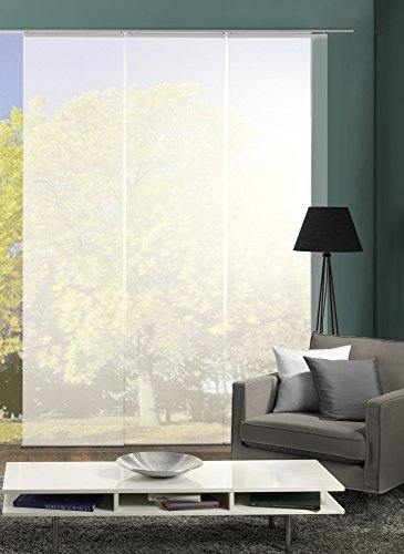 wohnfuehlidee 3er-Set Flächenvorhänge ROM transparent Uni Weiss