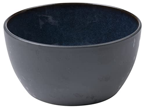 BITZ Schüssel, Schale, Müslischale, Snackschale aus Steingut, 14 cm im Durchmesser, Schwarz/Dunkelblau