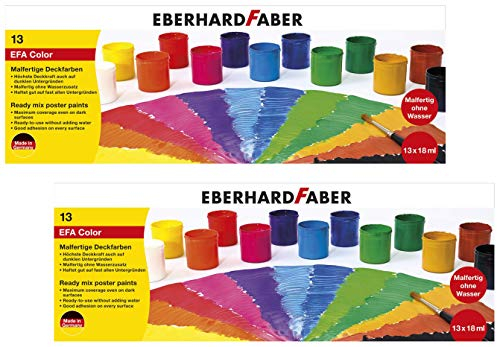 Eberhard Faber 575613 Malfertige Deckfarben, 13 Näpfe mit je 18 ml Farbe, bunt (2, Malkasten)