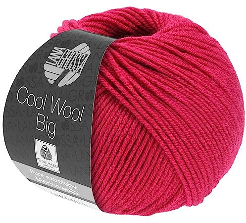 LANA GROSSA Cool Wool Big | Extrafeine Merinowolle waschmaschinenfest und filzfrei | Handstrickgarn aus 100% Schurwolle (Merino) | 50g Wolle zum Stricken & Häkeln | 120m Garn FB 990