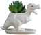 KiaoTime Dinosaur Shape White Ceramic Succulent Planters Pots little Planter flower Bonsai Plant Dino Pots Vase Container Cactus Desktop Animal Decoration Pencil Holder Nursery Pots
