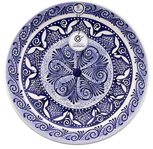CERÁMICA RAMBLEÑA | Plato decorativo para colgar en pared | Plato de cerámica | Plato de pared | Plato pared Modelo D25 | 100% Decorado a mano | 35x35x5 cm