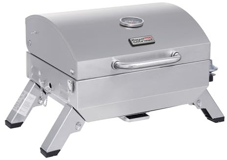 Royal Gourmet GT1001 Barbecue de table à gaz pliable avec couvercle verrouillable Argenté