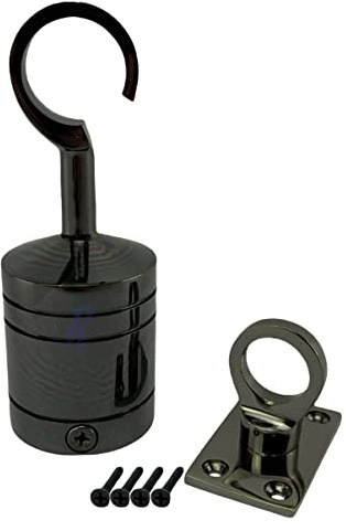 RopeServices UK 36mm Gun Metal Decking Rope Hook and Eye Plate, Deck Post End Fixing Post Fitting