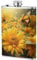 JEKYDOSD Thermosflasche mit gelbem Sonnenblumen- und Schmetterlings-Aufdruck, 237 ml, hochwertiger Edelstahl, Premium-PU-Leder