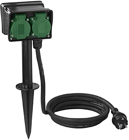 ProPlus Enchufe de jardín Schuko de 4 enchufes con estaca 2 m 3 x 2,5 mm²