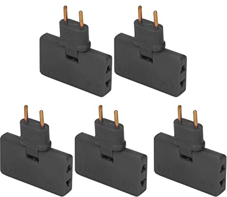 5 Pièces Convertisseur Prise Sans Fil 180 Degrés Rotation 1 à 3 Adaptateur Prise Ue 110 250V Le Noir
