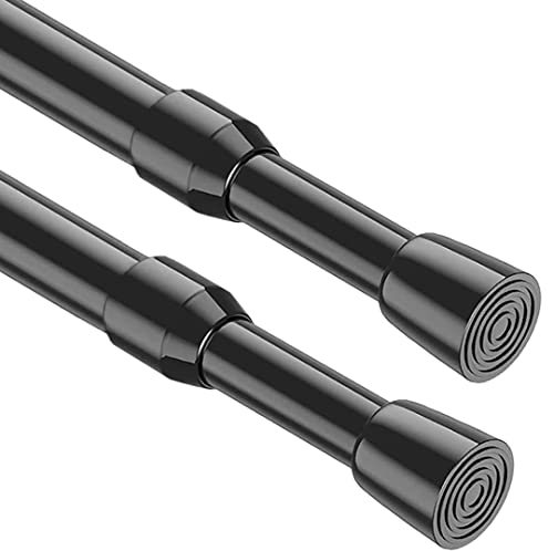 2 Stücks Klemmstange für Gardinen, Teleskopstange zum Klemmen, Spannstange ohne Bohren Ausziehbar Gardinenstange für Bücherregal Schlafräume DIY-Regal - Schwarz,100-180CM(Durchmesser 16mm)