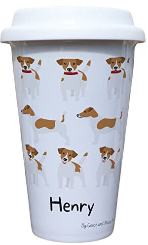 Jack Russell Travel Mug Personalised - Gift for Dog Owners & Lover - Personalised Dog Thermal Ceramic Insulated Travel Mug