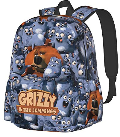 QQIAEJIA Grizzy and Lemming-s Schultasche, Rucksack für Schule, Laptop, Tagesrucksack, Schultertasche, Rucksack für Mädchen und Jungen