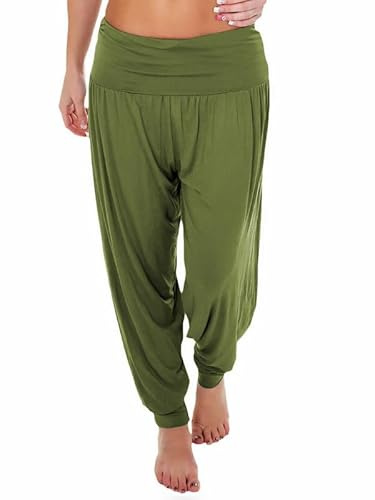 Prime fashions - Ladies Harem Trousers - Women's Full-Length Stretch Casual Pants (XXL, Khaki)