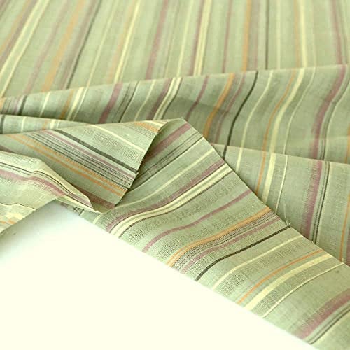 TOLKO Baumwollstoff Meterware leichter zarter Sommer Batist aus Baumwolle Kleid Bluse Hemd Gardine Vorhang weich gestreift gemustert Kleiderstoff Dekostoff Nesselstoff | Stoffe zum Nähen (Grün)