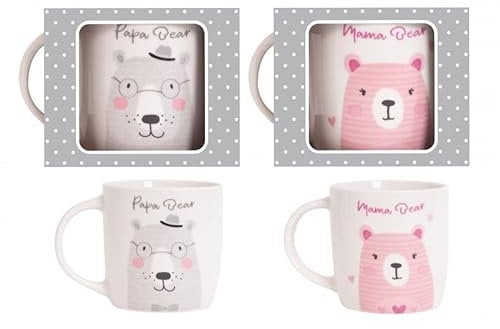 Karrma Ltd. Mama Bear and Papa Bear Mugs Gift Set - Gifts for New Parents and Beloved Mum and Dad - 12oz Capacity -New Bone China Drinks Mug for Coffee Tea Latte Cappuccino Mocha
