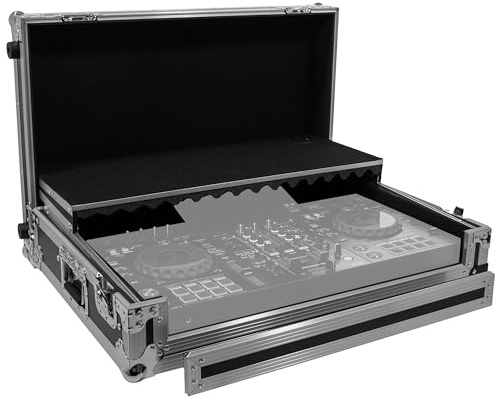 Plugger Flight Case Professional Flight Case für Controller Pioneer DJ XDJ RX3. Flight-Case aus Multilays, schwarz, 9 mm, Aluminiumwinkel, Rollen, für USB-DJ-Controller, mit Tablet für PC Laptop.,
