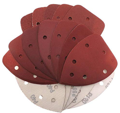 24 x selbstklebendes Schleifpapier, Dreieck, 6 Löcher, Deltaschleifer, Hakenschleife, Schleifpapier, Schleifwerkzeuge zum Polieren, Körnung 40–1000,120