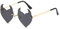 Teufelsherz Sonnenbrille Randlose Teufelshorn Sonnenbrille Halloween Teufelsbrille Party Lustige Brille Halloween Party Brille Halloween Party Brille für Erwachsene, Goldener Rahmen, komplett grau