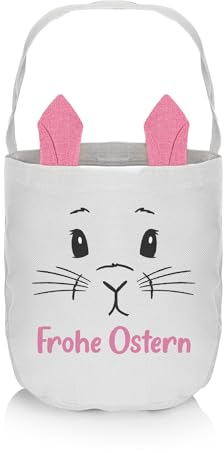 Liebtastisch - Osterkörbchen Personalisiert mit Namen - Osterkorb zum Befüllen - Oster Geschenktüte - Individuell - Osterhasen - mit Ohren - Osterkörbe - Osternest - Kinder Familie - 40x30cm (Rosa)