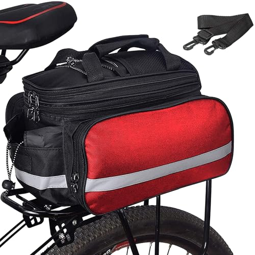 Taeku Gepäckträgertasche, Multifunction Fahrradtasche 27L wasserdichte Fahrrad Seitentasche Groß Satteltasche Reißfest Fahrrad Tasche mit Regen Abdeckung (Rot)