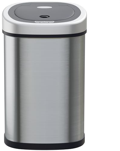 Avalo Papelera con Sensor 50L - Acero inoxidable Plata - Soft Close/Sin Huellas/Higiénico - Basurero