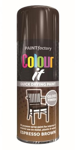 Inspired Essentials All Purpose Aerosol Spray Paint 400ml Quick Drying Spray, Fast Dry and Excellent Coverage for Metal, Wood, Plastic and More (Espresso Brown)