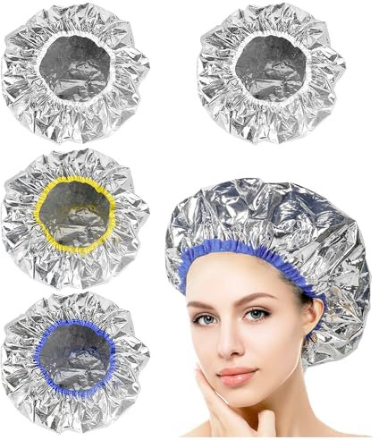 4 Pieces of Tinfoil Constant Temperature Hair Mask Caps, Tinfoil Caps, Hair Care Oil Caps, Deep Conditioning Heat Caps, Oil Hair Dye Caps, Steam Caps for Deep Conditioning