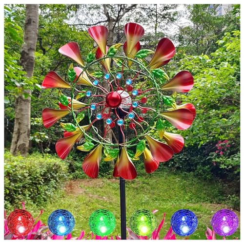 HAZARA Solar Garten WindmüHle 210cm Groß Windspiele FüR Den Garten Leicht Drehend FüR Den AußEnbereich,Terrasse