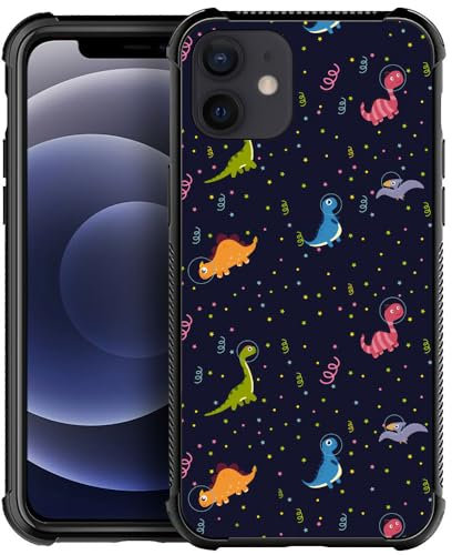 DJSOK Case Compatible with iPhone 12 Mini,H Space Star Dinosaur with Four Corners Shockproof Protection Soft TPU Bumper and Hard PC Pattern Back Case for iPhone 12 Mini