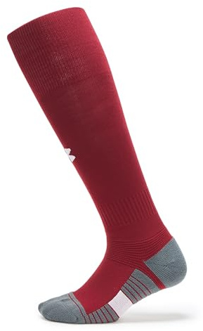Under Armour Unisex Adult Magnetico Over the Calf Socks 1 Pack, (625) Cardinal / Pitch Gray / White, Large