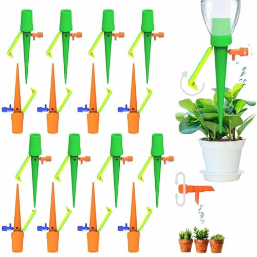 LSRVNM 16 Pcs Sistema de Riego Automático, Regador Automatico Plantas, Riego Por Goteo para Macetas Ajustable con Interruptor de Válvula de Control, para Jardín Hogar Interior Exterior Vacaciones