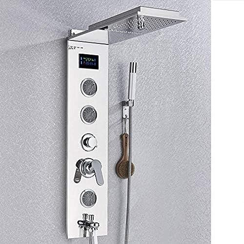 Luxus-Chrom-Duschpaneel, Wandhalterung Mit Temperaturanzeige, Duschsysteme, Badezimmer-Duscharmaturen, Handbrause Aus ABS-Kunststoff, Chrom B,Chrom A