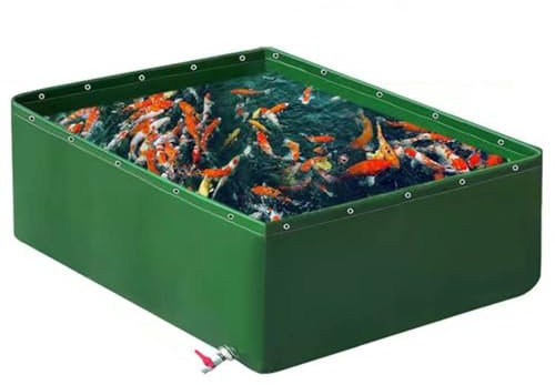 Generico Laghetti da Giardino Fuori Terra con valvola di Scarico,Piscina di Ispessimento Grande telone Pieghevole all'aperto,Telone per Piscina in Tela PVC da 0,6 mm,Verde,1x1.5x1.2m