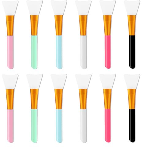 InnoHHustle 12 Pcs Multicolor Silicone Face Mask Brush Set - Soft Silicone Bristles, Lightweight Plastic Handle - Face Mask Applicator Tool