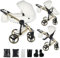 Junama Kinderwagen Diamond Fluo Individual 2in1 3in1 4in1 (17 - Weiß und Gold, 2in1 mit Adaptern)