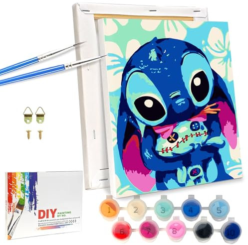 LAISU Malen Nach Zahlen für Kinder, Junior und Erwachsene Anfänger, 18x24cm Kleine Cartoon Painting Bastelset mit Rahmen Leinwand Pinseln Acrylfarben, DIY Gemälde Kit für Jungen Mädchen ab 6 Jahre