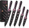 MEOWKIT 5 Pieces Black&Pink Non-Stick Coated Kitchen Knife Set Professional Chef Knife Set with Non-Slip Handles for Chopping, Slicing, Dicing
