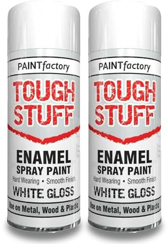 AOC24 - All Purpose 400ml White Gloss Spray Paint - Tough Stuff Enamel Paint Hard Wearing - Use On Wood Metal Plastic Smooth Finish Aerosol Paint - Suitable for Indoor and Outdoor Gloss Spray Can (2)