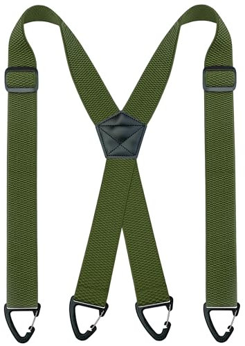 JEMYGINS Herren Outdoor Hosenträger X-Typ längenverstellbar mit Dreieckige Anti-Rutsch-Schnalle Olivgrün