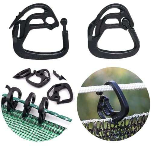 Wopanxye 50 Stück Kunststoff Clips Haken für Schutztuch Gartennetz Clip Stangenhaken für Sonnensegel Schattiernetz Gewächshaus Befestigung für Pool Pflanzen Rasen Treibhaus folie Schatten schattennetz
