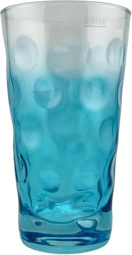 Farbiges Dubbeglas 0,5 L (3/4 Farbverlauf) Bunte Dubbegläser aus der Pfalz für Weinschorle, Schorleglas, Weinglas (Türkis)