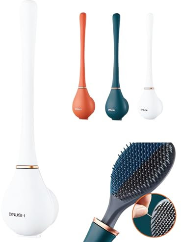 Modern Flexible Silicone Toilet Caspa for Home 2025 Upgrade Silicone Toilet Brush Ergonomic Toilet Brush and Holder Set Toilet Bowl Brush Wall Mounted Toilet Brush for Dead Corner Clean (White)