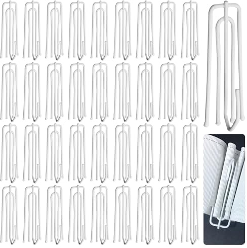 Sporgo 100 ganci per tende in metallo: ganci per tende in acciaio inox, 4 denti Pinch Curtain Hooks, ganci per tende e anelli per tende