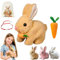 Bunby - My Realistic Bunny Toy, 2025 Neu Hüpfendes Kaninchen, Interaktives Elektronisches Hase Kuscheltier mit Geräuschen Bewegungen Wackeln, Osterhase Kuscheltier mit Geschenktasche (Braun-A)