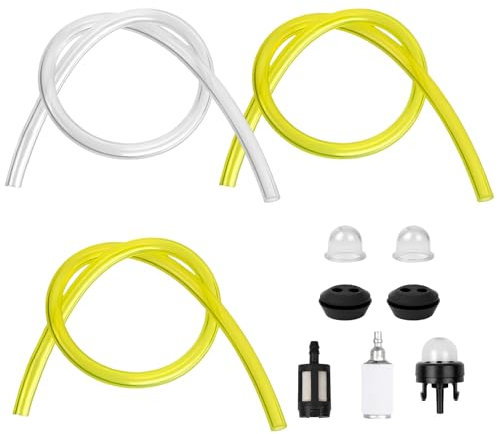 Strimmer Fuel Line, Universal Fuel Line Fuel Pipe, Petrol Strimmer Parts with Primer Bulb Primer Pump Tank Seal Grommet Fuel Filter Oil Filter for Trimmer Brush Cutter Mower Lawnmower Replacement