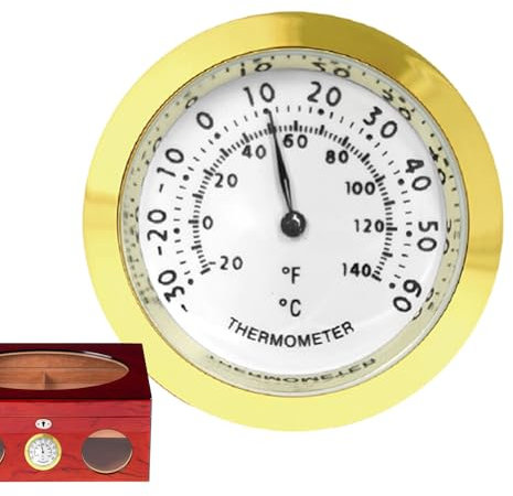 ​Hydrometer Humidity Meter, High Precision Analog Round Hygrometer, Battery- Mechanical Sensor, Metal Casing, Ideal For Humidor Cabinets And Maintenance​
