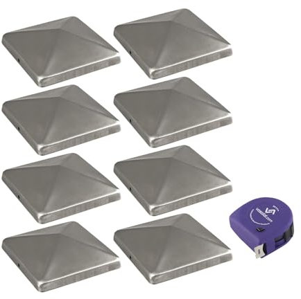 vasalat Pfostenkappe 9x9 cm - Pfosten Abdeckkappen - Pfostenabdeckung aus rostfreiem Edelstahl inklusive Schrauben - 8 Stück