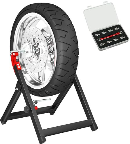 HOMCOM Soporte Plegable para Equilibrar Ruedas de Moto con Llave de Radios, Soporte de Acero para Equilibrar Llantas de Moto con Eje de Aluminio, Se Adapta a Ruedas de hasta 23 de Diámetro, 5 de