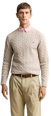 GANT Herren Cotton Cable C-Neck Pullover, Muted Turquoise, S